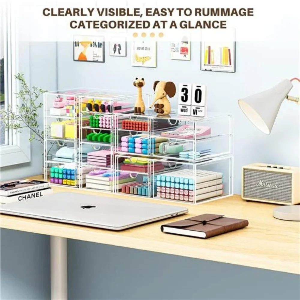 Clear Makeup Organizer Storage Drawers Desk Organizer Acrylic Vanity Box